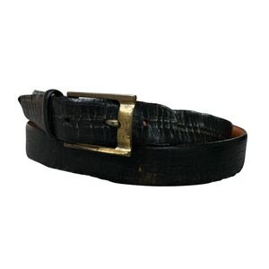 Samantha Black Genuine Leather Belt Size 40 Brass Buckle Made in Canada 02027A